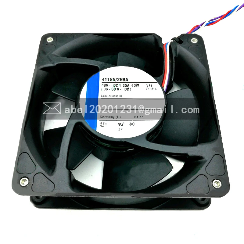 BRAND NEW ORIGINAL 4118N/2H6A 4118 N/2 H 6 A DC 48V 1.25A 60W 4WIRE COOLING FAN 12038 12CM 120*120*38MM