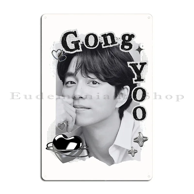 Gong Yoo Collage Iconic Black And White Portrait Metal Plaque Poster Painting Living Room Cinema Designing Cave Tin Sign Poster