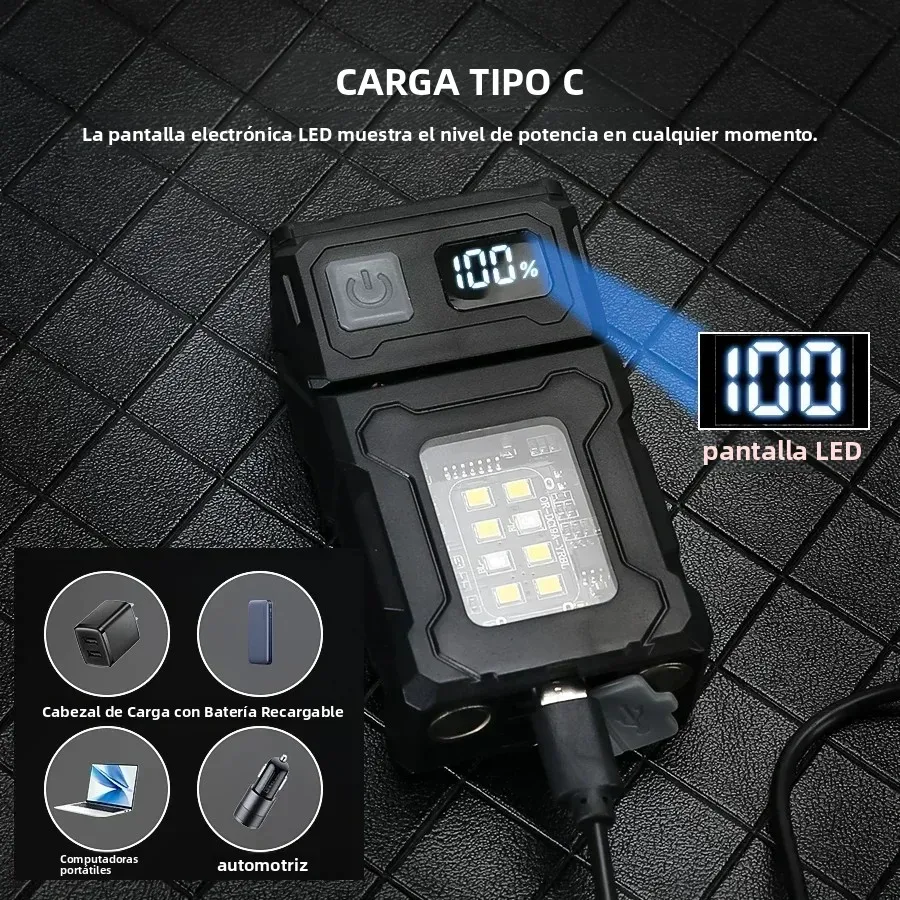 Mini linterna LED recargable por USB, linterna portátil superbrillante con imán trasero, luz de emergencia COB lateral y linterna de Camping