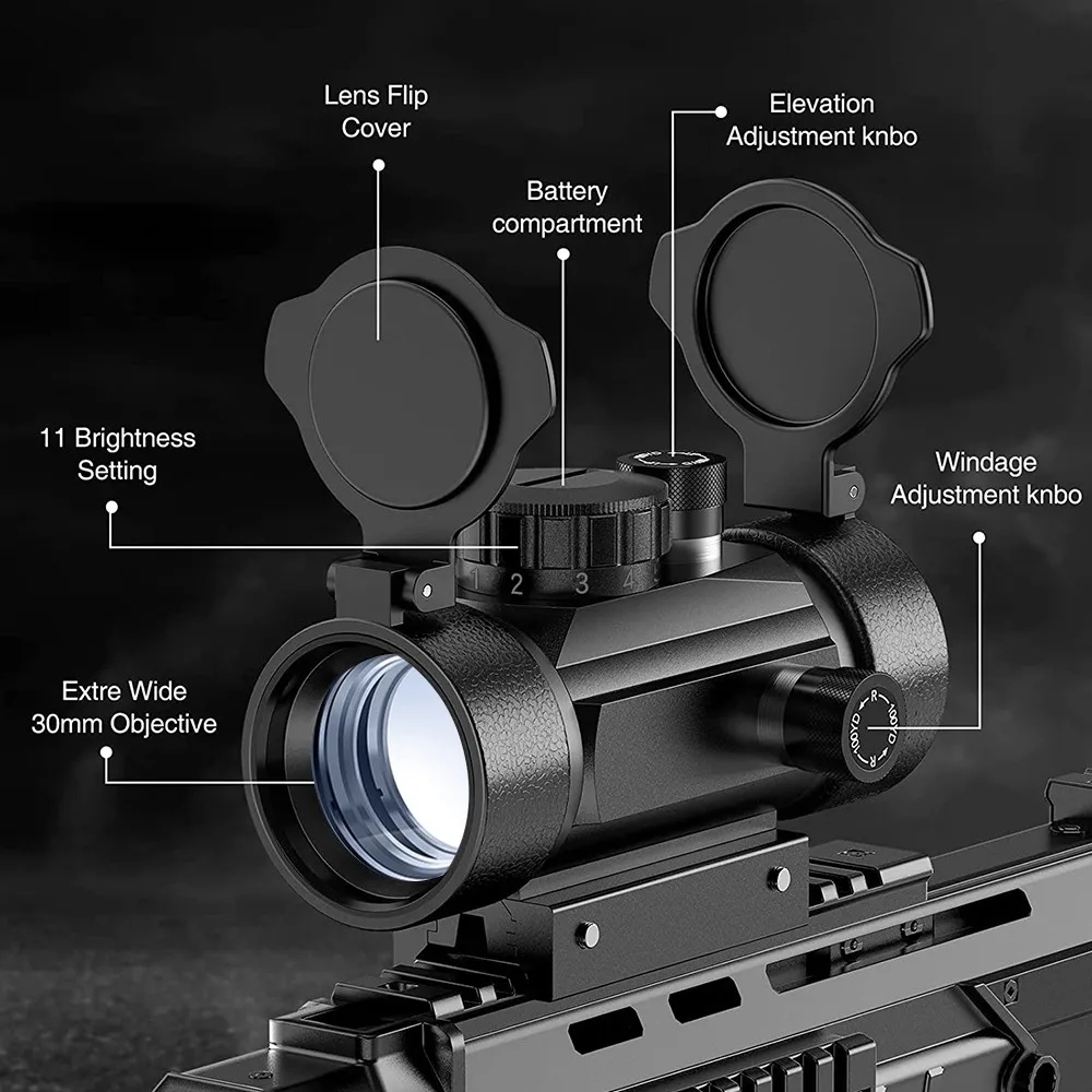 Red Dot Sight Tactical 1x30mm Red Dot Scope Optical Sight 11/20mm Picatinny Rail Mount for Hunting Shooting Airsoft Equipments