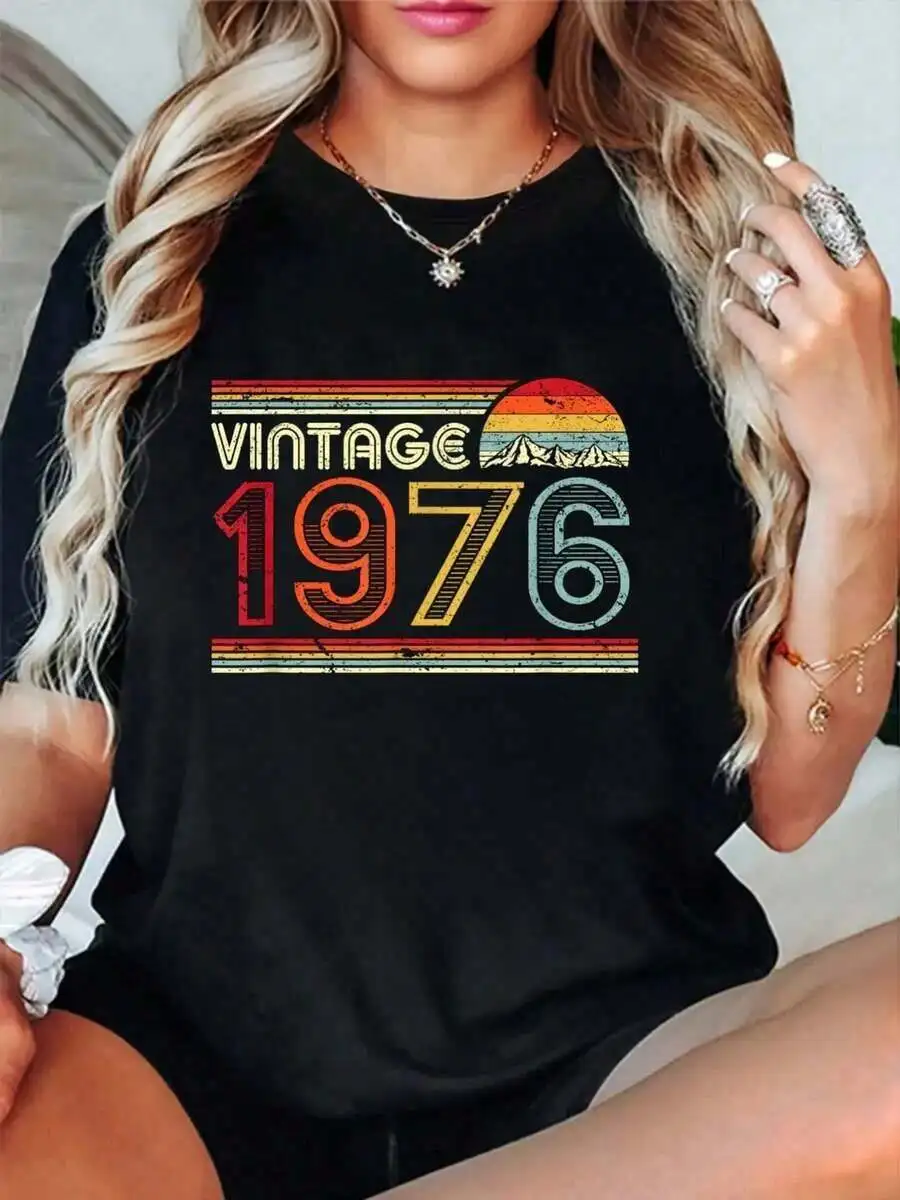 100% Cotton 1976 Vintage Shirt, Birthday Gift Tee. Retro Style T-Shirt