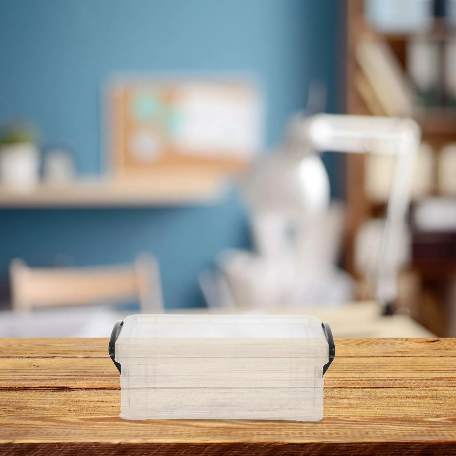 2Pcs Transparent Plastic Storage Box 0.28L Stackable Small Clear Container for Desk Organization Stationery Craft Supplies