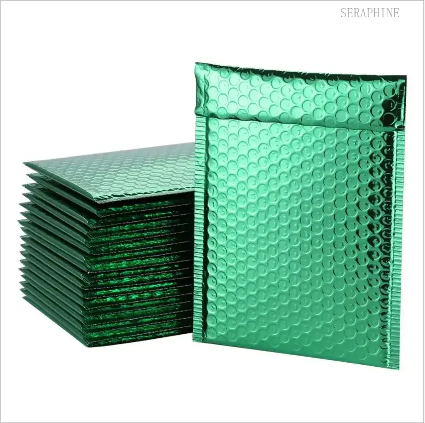 50pcs 7''x9'' Green Aluminized Bubble Mailer Metallic Padded Envelopes Buabble Poly Mailer Purple Delivery Shipping Bags