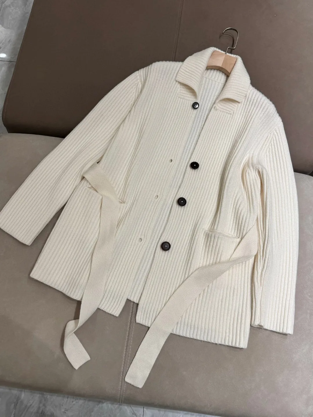 Autumn 2024 Women\'s Stand Collar Wool Coat Long Knitted Cardigan Female Outerwear Sweater