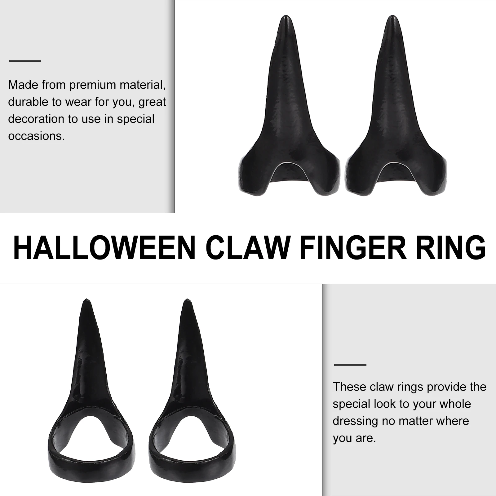 10pcs Halloween Claw Rings Finger Claws Fake Nails Punk Style Fingertip Claw Ring Trendy Nail Art Accessory For Costume Party