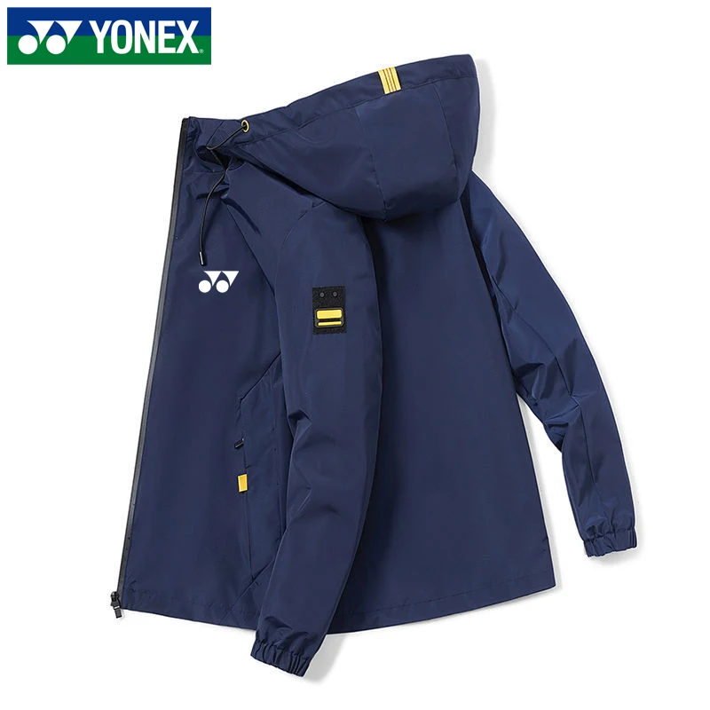 YONEX 2025 New Men's Autumn Thermal Jacket Trendy Loose Windproof Hooded Top Casual Sports Jacket