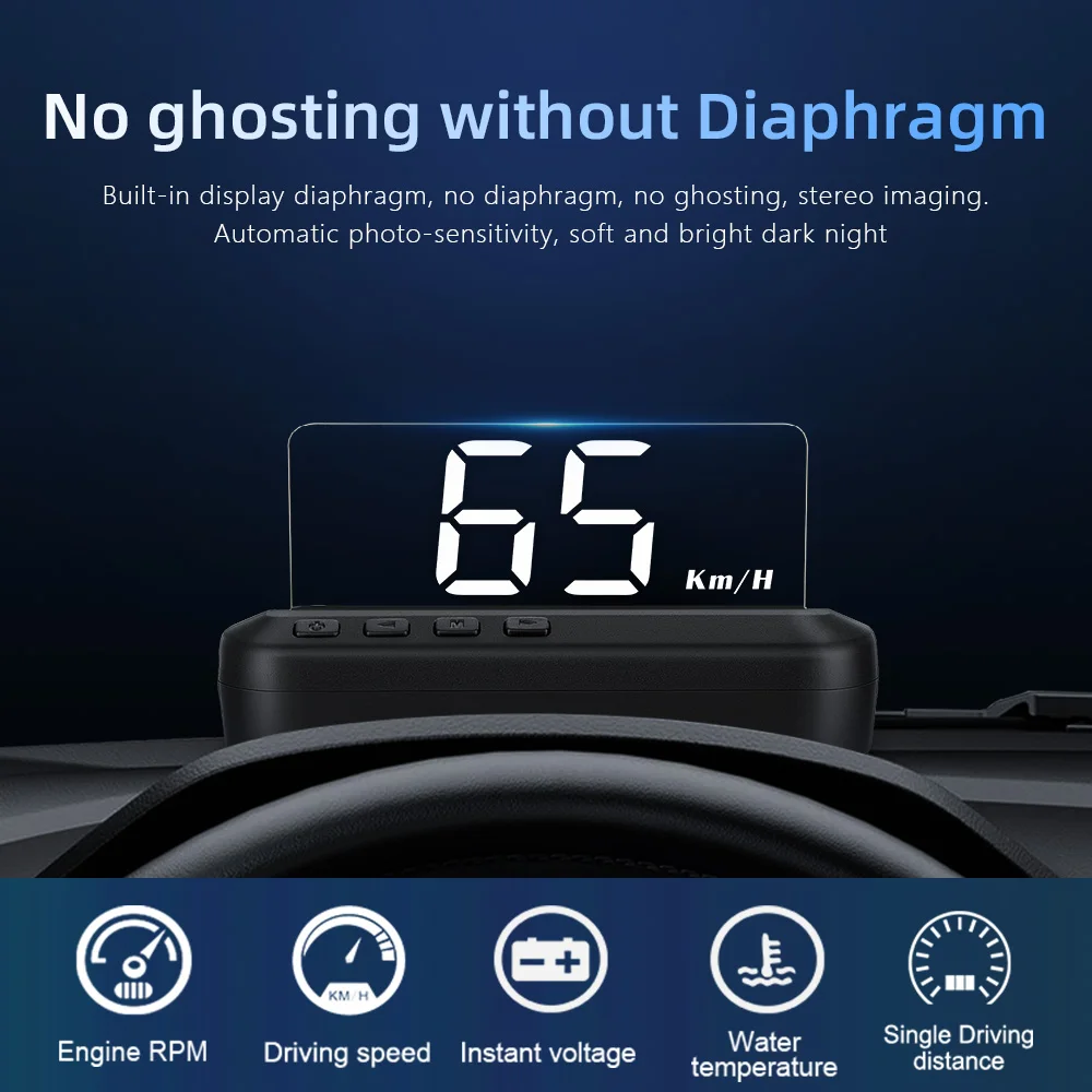 Car LCD HUD C100 OBD2 HUD Mirror Head Up Display Digital Speed Alarm Tachometer Water Temp KM/H MPH Speedometer Head-Up Meter