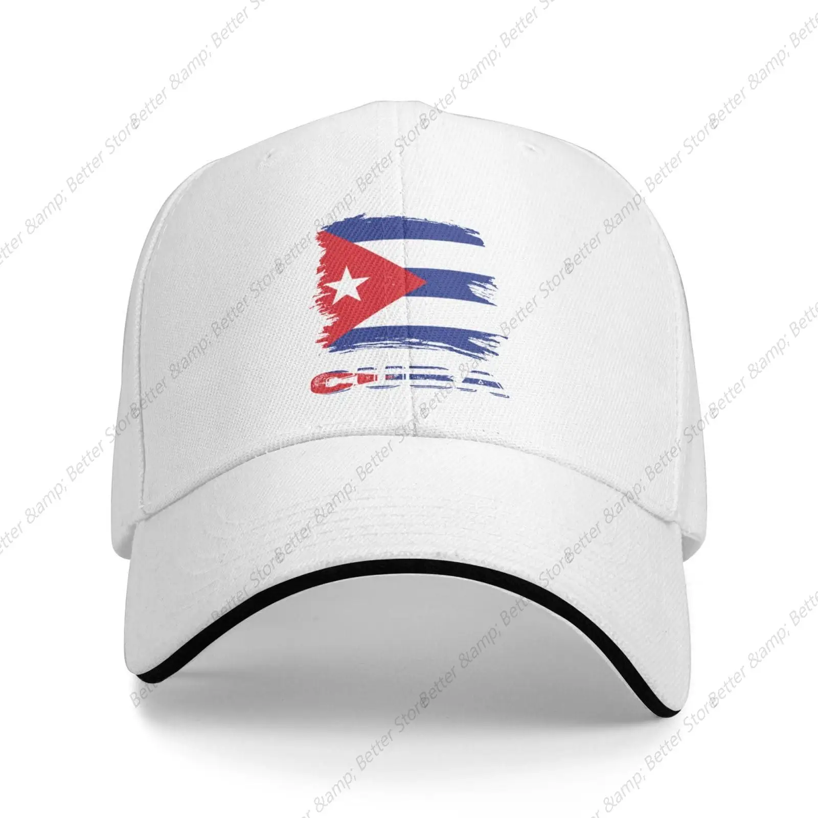 Vintage Cuba Cuban Flag Sandwich Printed Baseball Cap Dad Truck Flat Bill Snapback Brim Sports Hip Hop Hat for Men Women