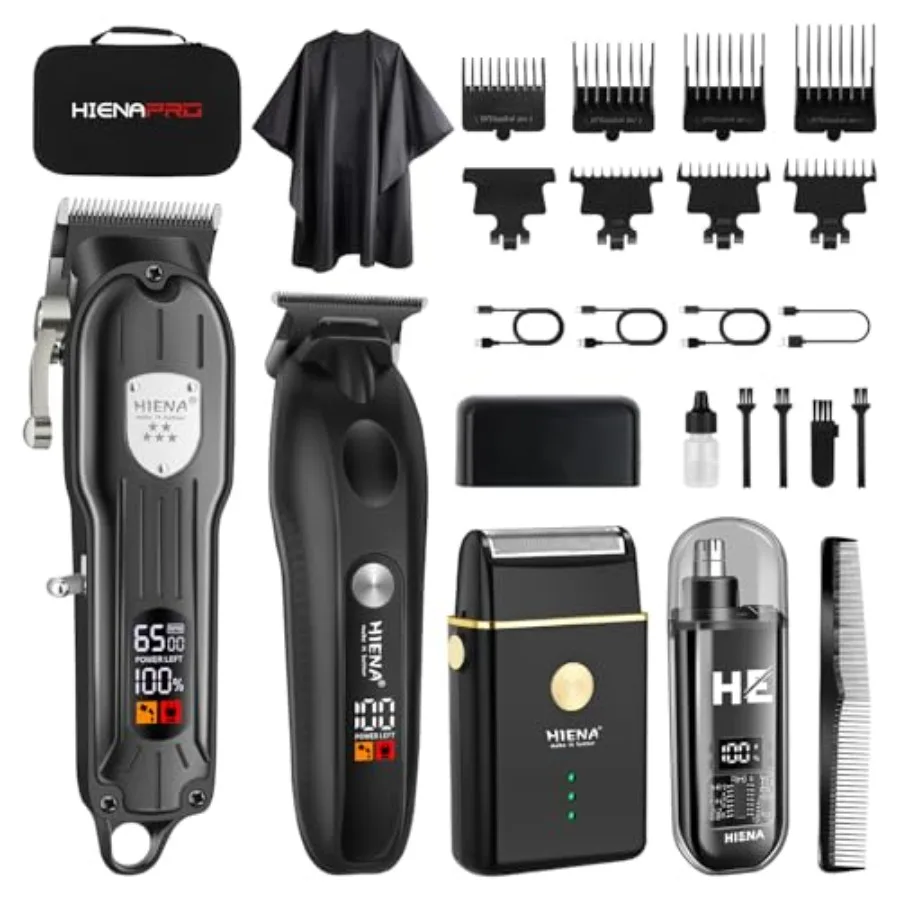 

Professional Electric Hair Clipper Set with Foil Shavers and Beard Trimmers Rechargeable Cordless Barber Kit in Black Precision