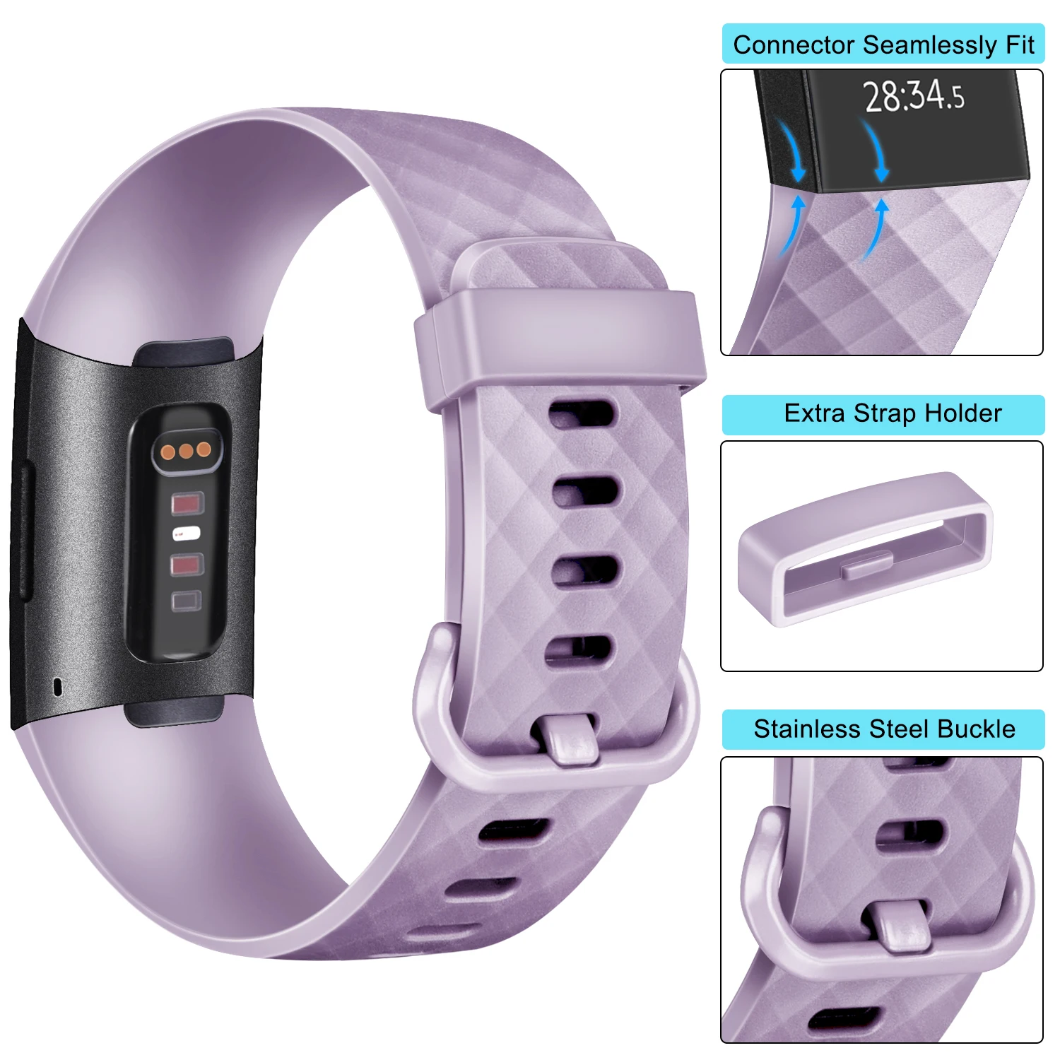 Correa de silicona suave para reloj Fitbit Charge 3/Charge 4, repuesto de pulsera