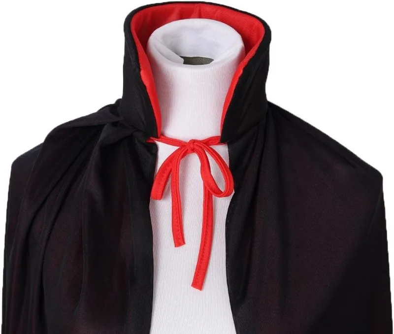 Capa reversível com capuz, fantasia de mascote com gola alta, preto vermelho dupla face medieval renascentista fantasia cosplay,