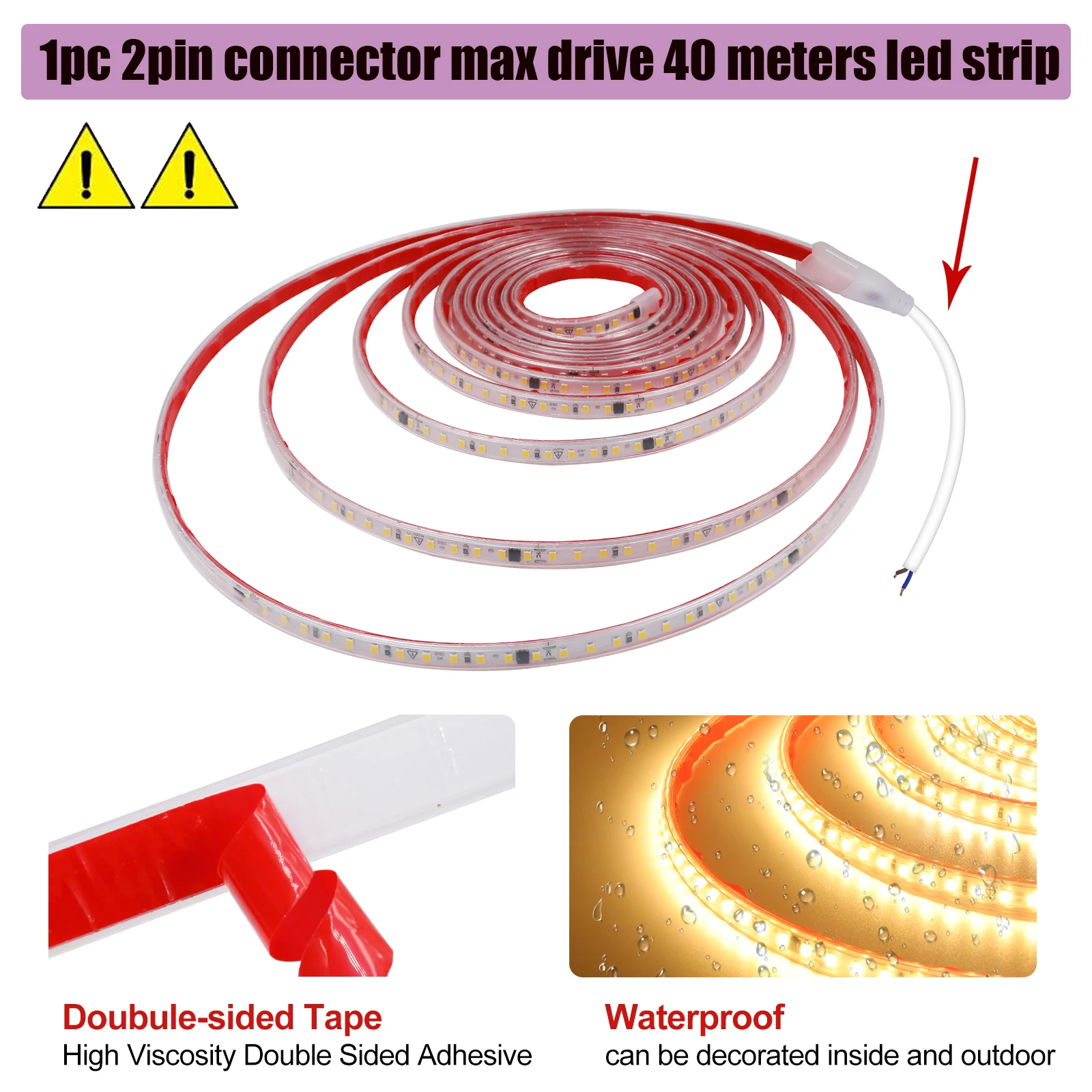 Imagem -03 - Fita Impermeável Flexível Fita Corda Led Home Decor Fita de Luz ac 220v 120leds m Driver Construir em 3000k 4000k 6000k Ip65