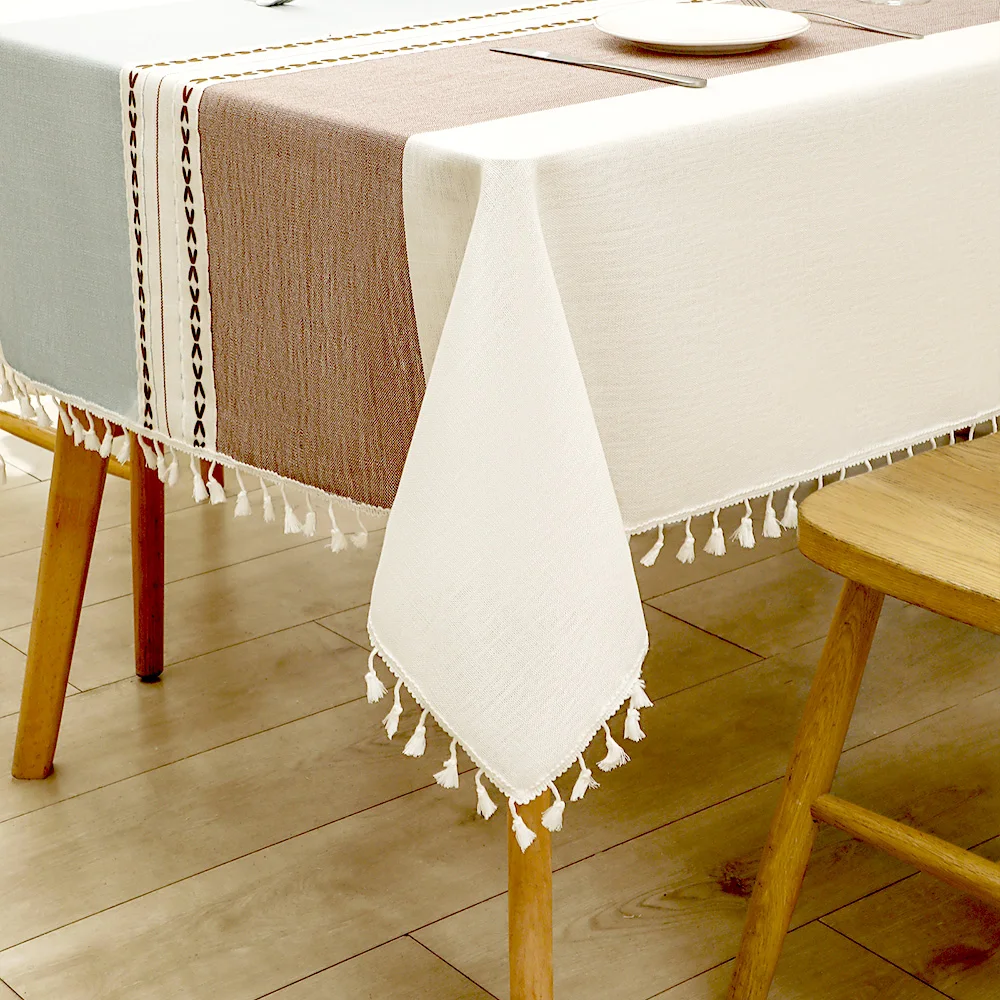 

Nordic Tassel Cloth Tabl Embroidered Leaf American Tablecloths For Events Rectangular Jacquard Coffee Table Cover