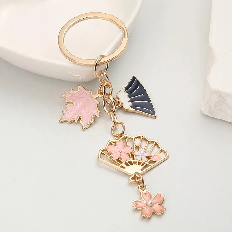 Handmade Maple Leaf Atmosfera Keychain, Cute Keychain, Beautiful Cherry Blossom Charm, Fan Keychain