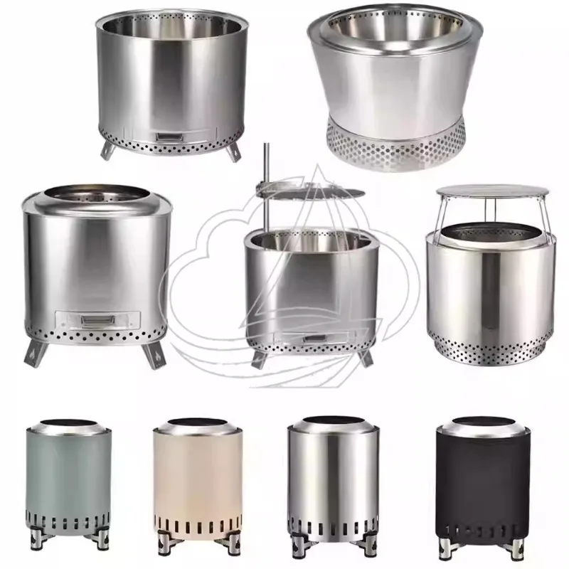 Large Outdoor Smokeless Wood Stove, Stainless Steel for Camping Garden