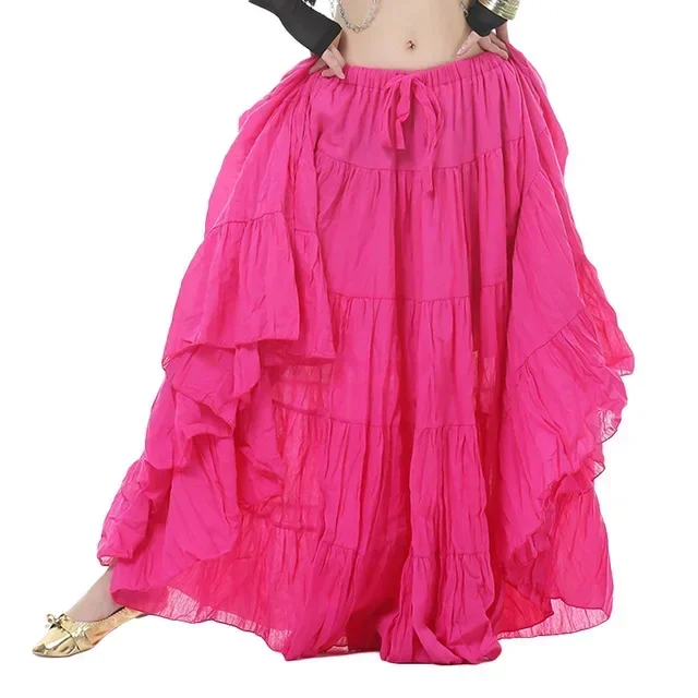 Women Belly Dance Long Gypsy Skirt Stage Linen ATS Tribal Skirts Adult 12 Colors Belly Dancing Performance Skirts 12 Colors