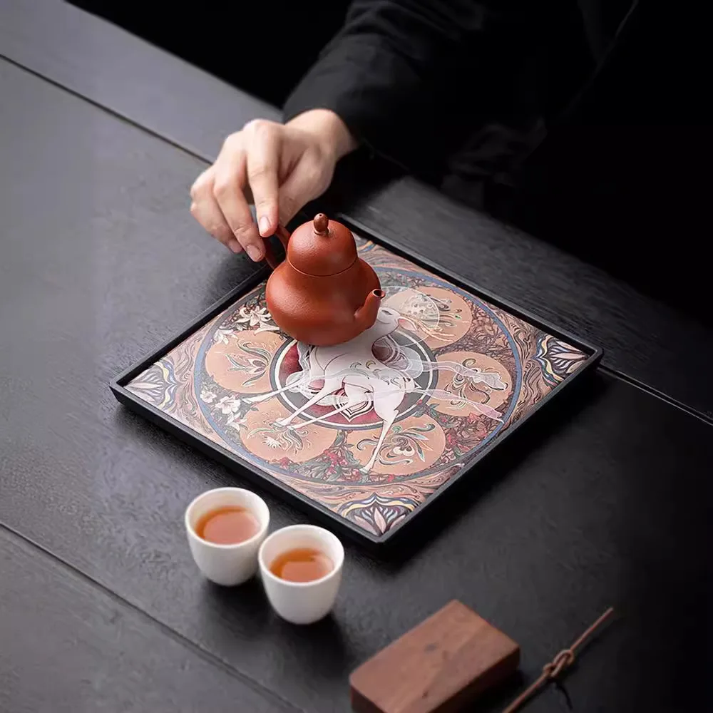 Light Luxury Absorbent Tea Tray Household Modern Tea Table Small Water Storage Kung Fu Tea Set Tray