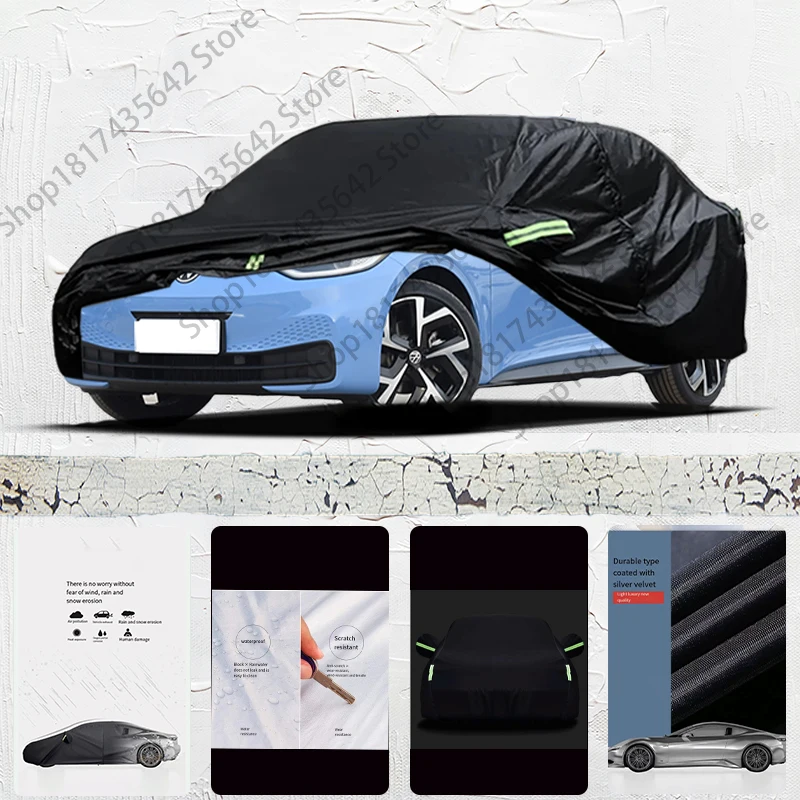 

For Volkswagen ID.3 Anti-UV Sun Shade Rain Snow Resistant Black Cover Dustproof Car umbrella Full Car Cover Outdoor Protection