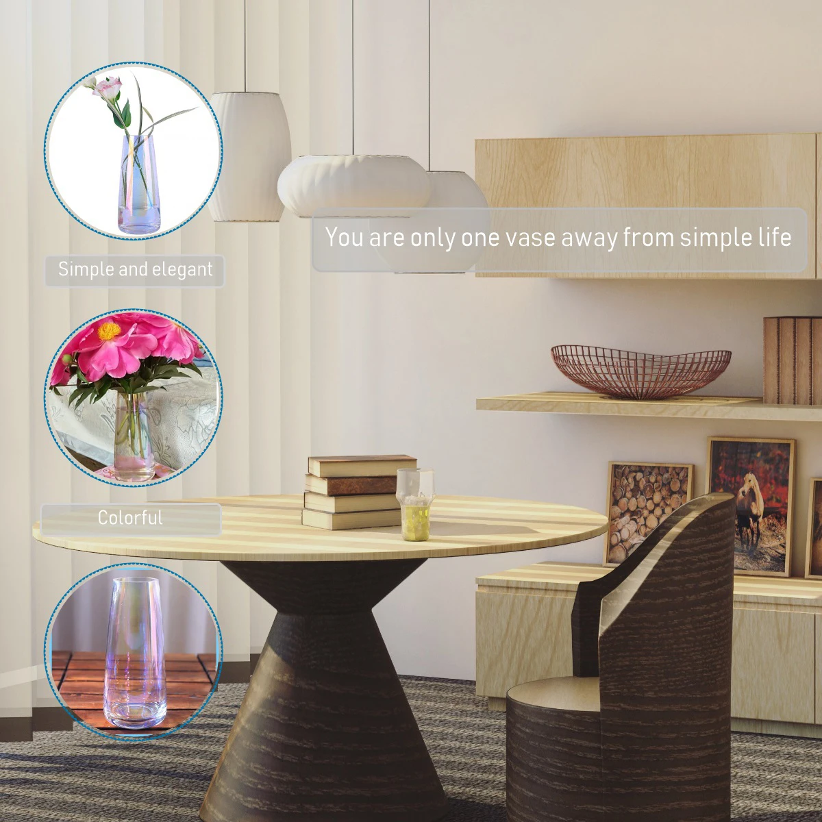 

1Pcs Colorful Glass Vase Stylish Ceramic Flower Vase Transparent Minimalist Design for Branches and Blooms Home Interior