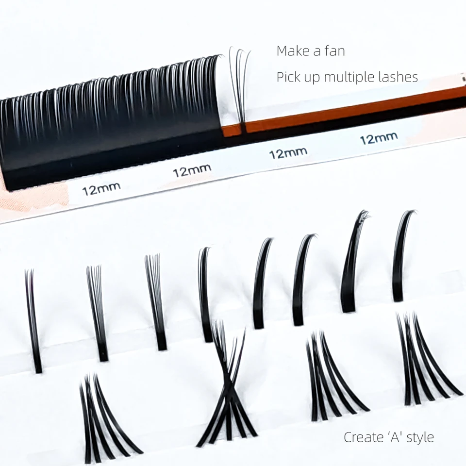 Yelix pestañas camelia con adhesivo LC LB LJ C D curl pestañas naturales suaves extensión ruso volumen individuales 4