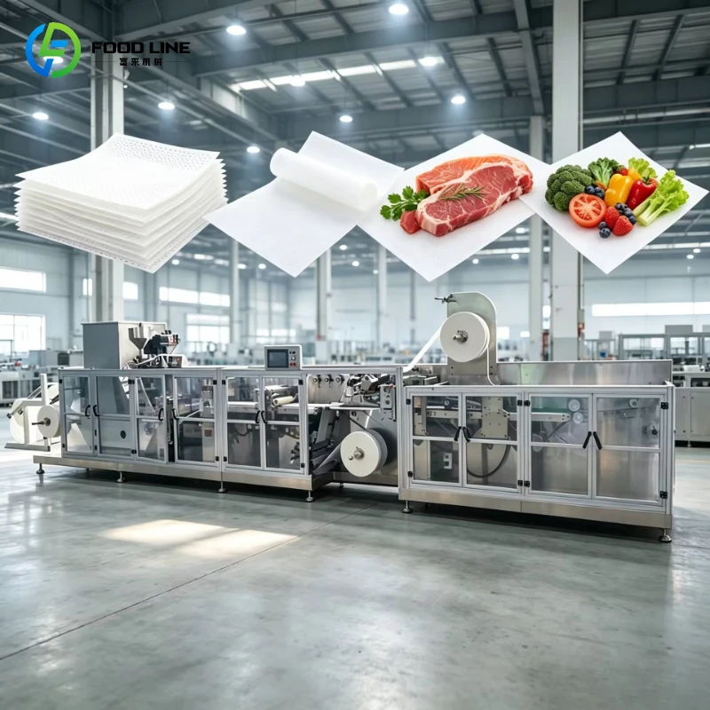 High Quality Customize Food Absorbent Pad Machine Fully Automatic Nonwoven Pe Film For Meat Tray Super Absorbent Production Line