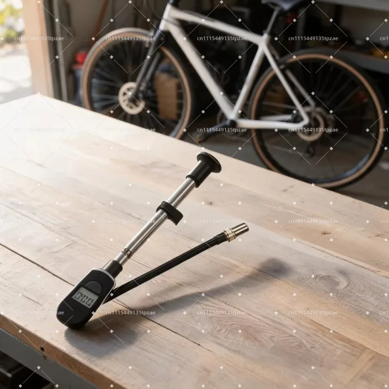 300PSI Portable Mountain Bike Shock Fork Pump, LCD Digital High Pressure Gas Inflator Bicycle Accessory