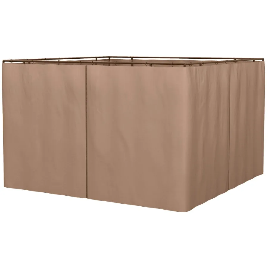 

10' x 10' Universal Gazebo Sidewall Set with Panels Hooks and CRings Included for Pergolas and Cabanas Brown