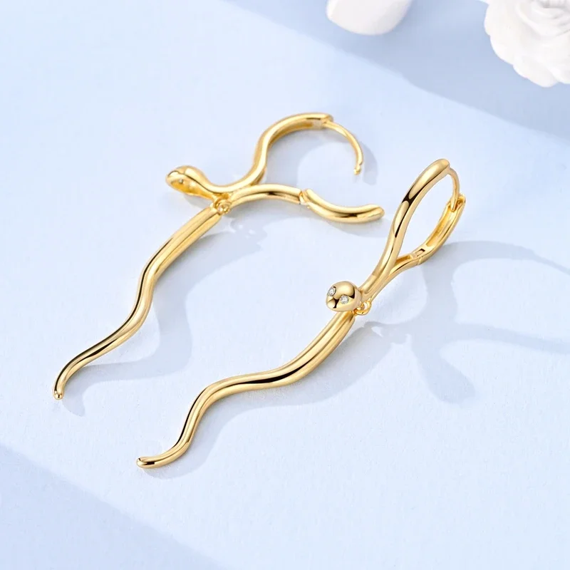 موضة الذهب امرأة هوب القرط 925 فضة تألق الزركون جولة الأذن وأقراط غرامة مجوهرات عاشق هدية للذكرى السنوية #5