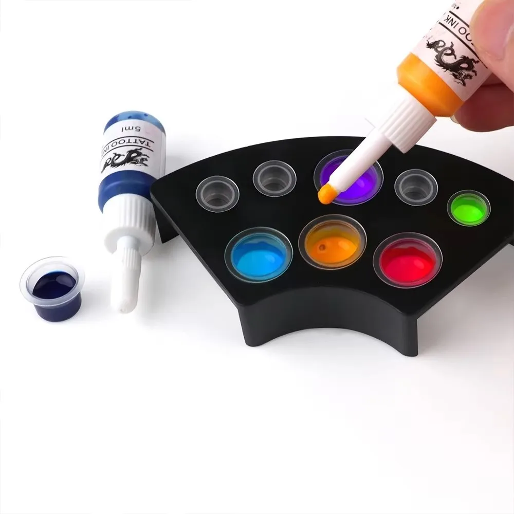 7/8/21 Holes Tattoo Ink Cup Holder Stand Black Silver Stainless Steel Tattoo Tool Professional Pigment Container