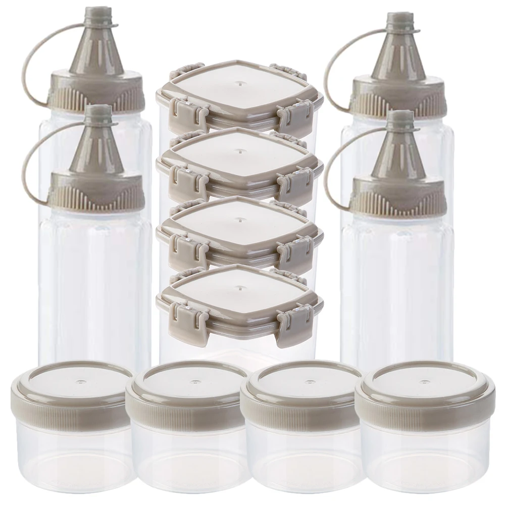 

12pcs Sauce Squeeze Bottle Set Plastic Containers Empty Jars Kitchen Seasoning Holder Non Drip Easy Clean Transparent For BBQ