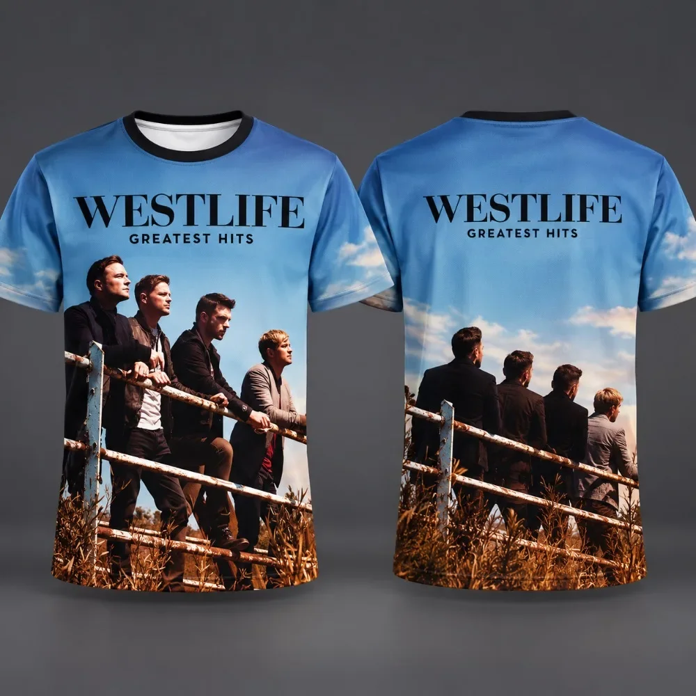 Westlife Greatest Hits Print T-shirt Unisex Men Women 3D Short Sleeve Irish Boy Band Concert Fan Merch Summer Casual
