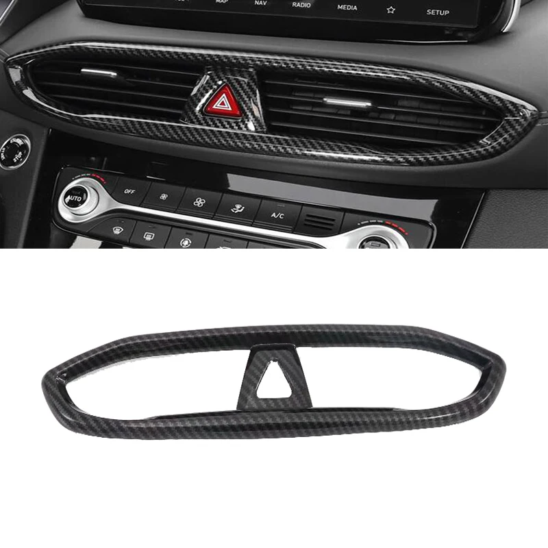 For Hyundai Santa Fe 2019-2023 Carbon Fiber Interior Accessories Air Condition Outlet Vent Cover Trim Center Side AC Covers