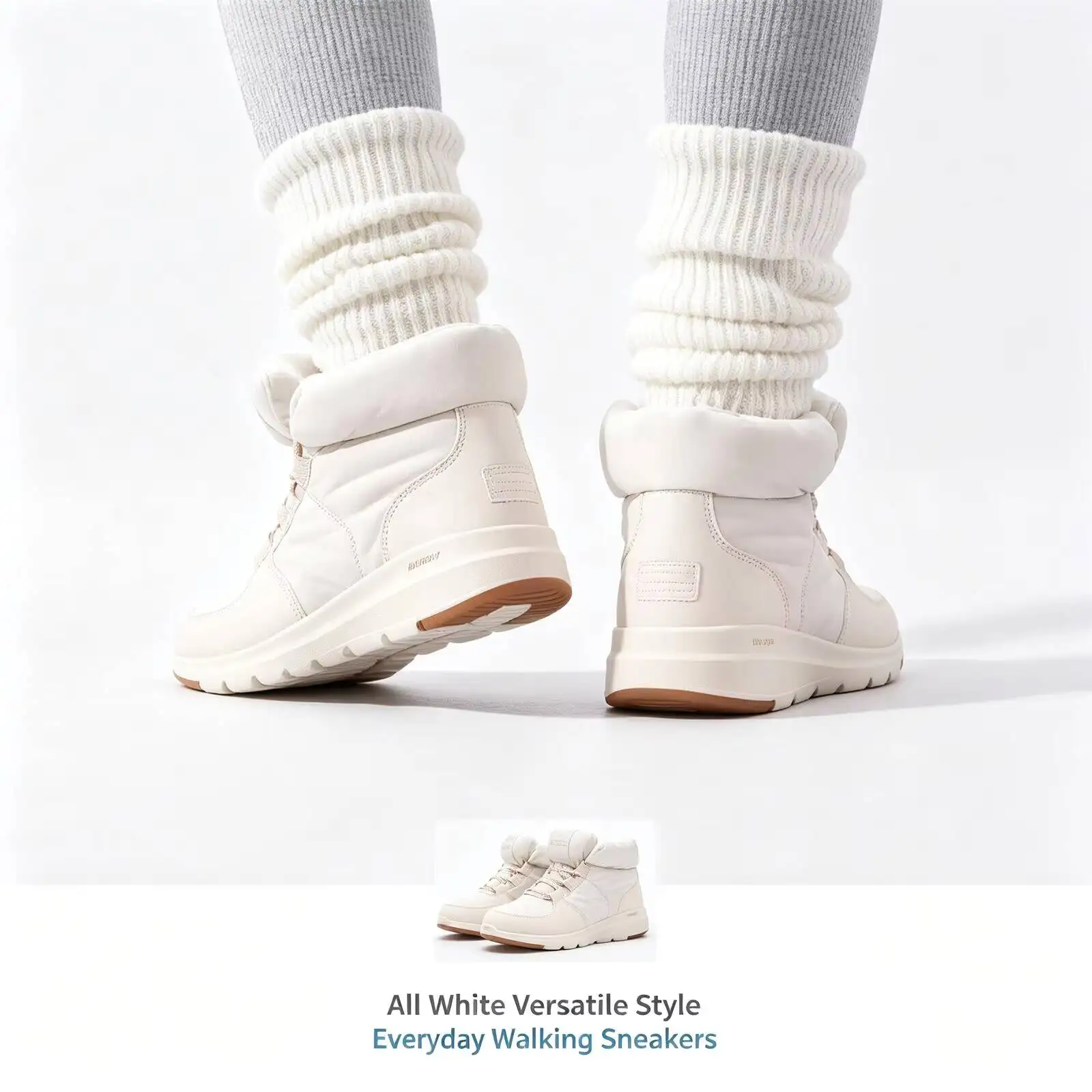 Skechers Fleece Lined Warm Winter Ankle Boots Lightweight Anti Slip Comfort Casual Walking Snow Boots Natural Color 144194-NAT