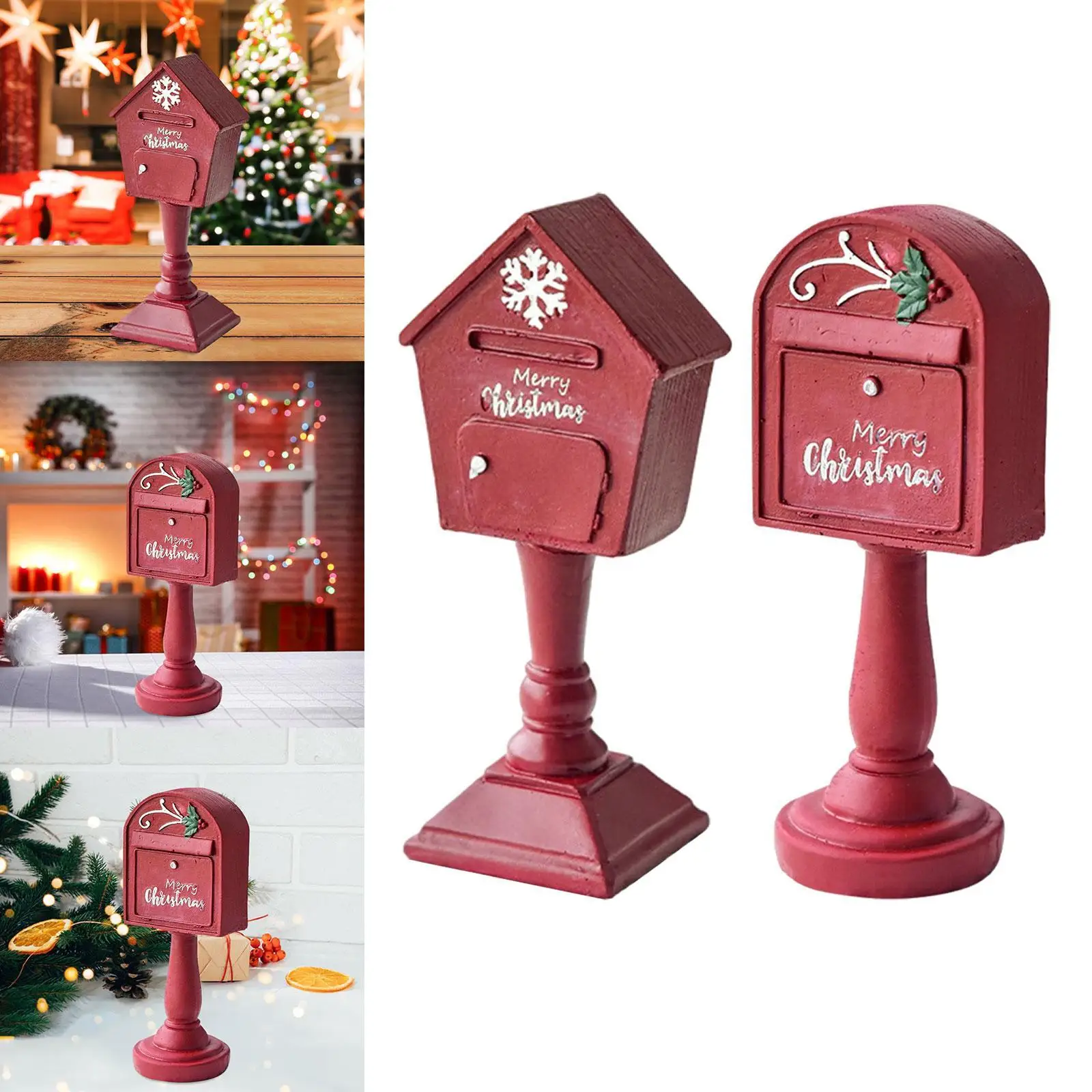 Christmas Sculpture Decorative Collectible Artwork Mailbox Statue Ornament for Bedroom Housewarming Bookshelf Desktop Fireplace image 3