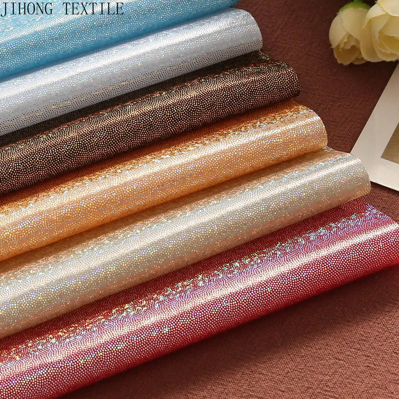 Glitter Laser Bronzed Fabric Soft for Stage Garments and Dancewear Patchwork Dress Sewing Material Poor Elastic Recovery 25x25cm