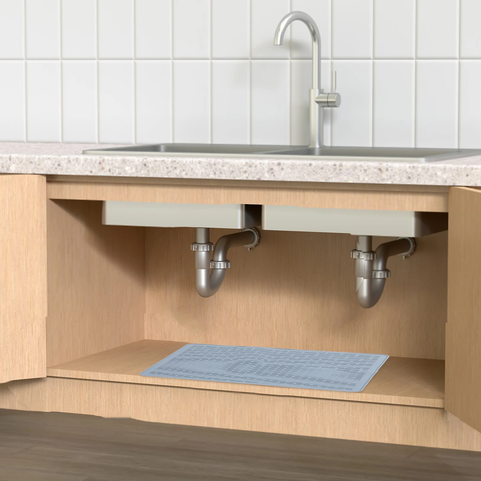 

Grey 71x51cm Draining Mat Kitchen Sink Protector Kitchen Sink Protective Mat Anti Slip Dish Drying Pad Storage Rack