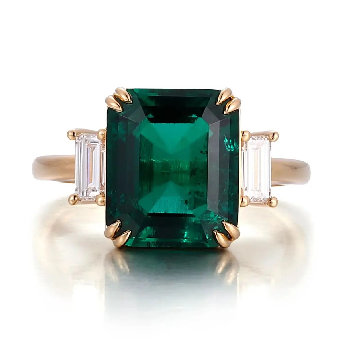 MUSHAN Custom Jewelry 6ct Zambia Emerald Ring Band 10k 14k 18K Gold Lab Grown Gemstones Gold Jewelry for Women Wedding Rings view 2