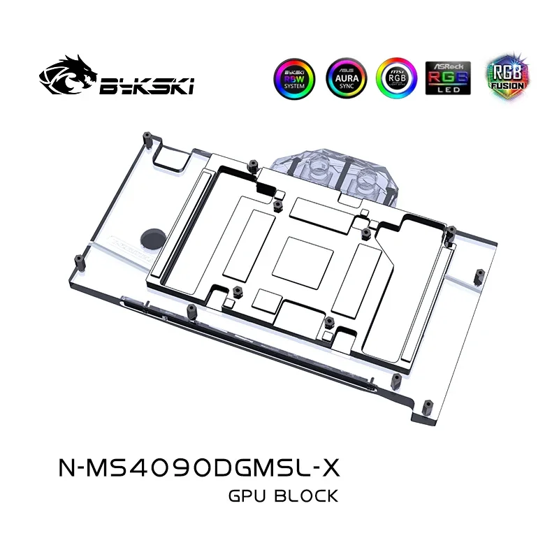 Bykski N-MS4090DGMSL-X GPU Block for MSI GeForce RTX 4090 D 24G GAMING X SLIM Video Card Water Cooling / Copper Radiator ARGB