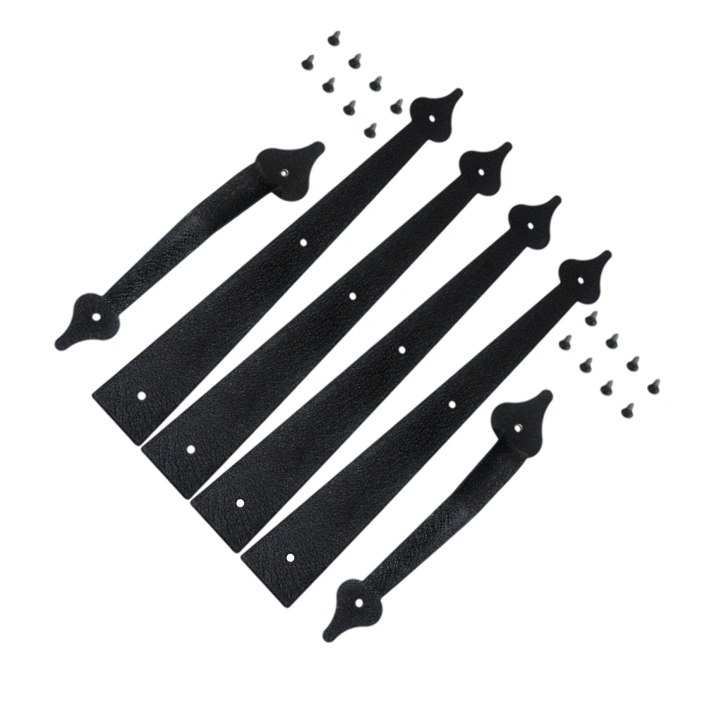 

Iron Garage Door Handle Decorative Faux Hinges Durable Metal Door Handles For Exterior Interior Doors Black