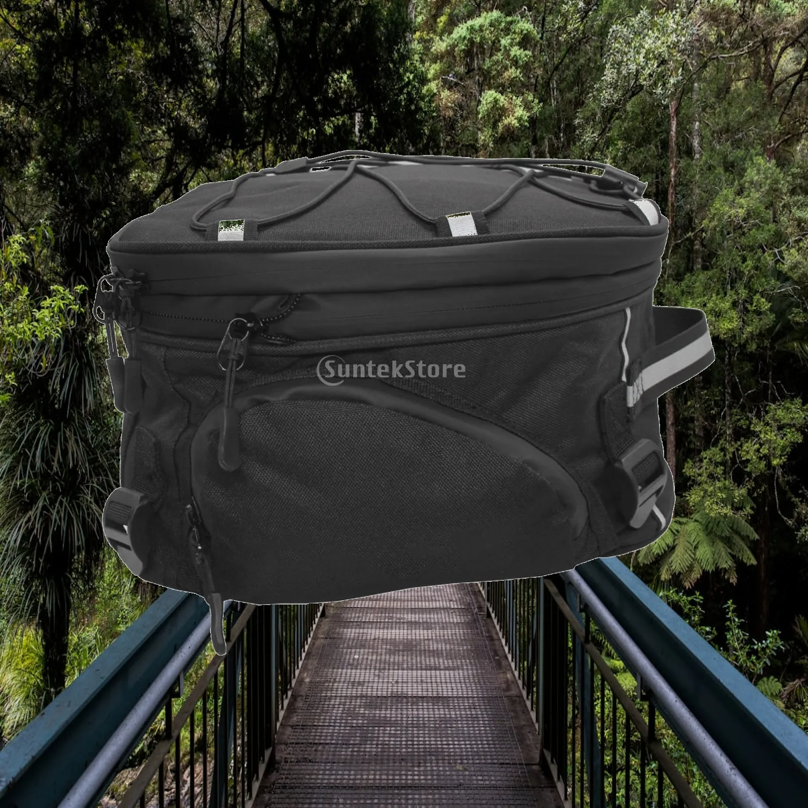 Motorrad Motorcycle Tail Luggage Bag Reflective Motorcycle Tail Bag with Rain Cover Multifunctional Slim