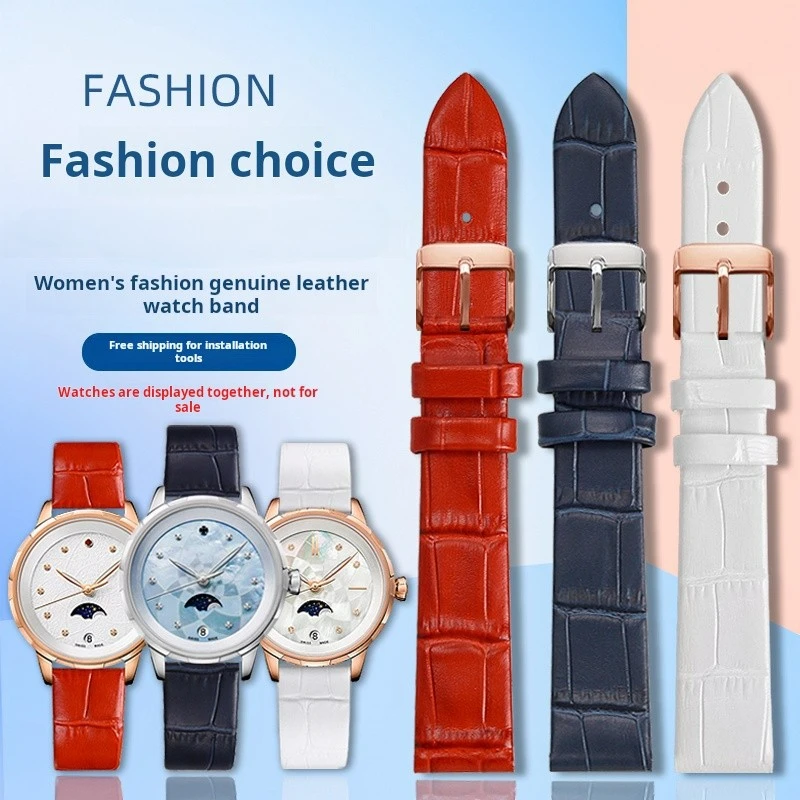 

Fashion business Women Men Cowhide Genuine Leather WatchBand For any brand 12 14mm 16mm 18mm 20mm Thin Replace Wrist Watch Strap