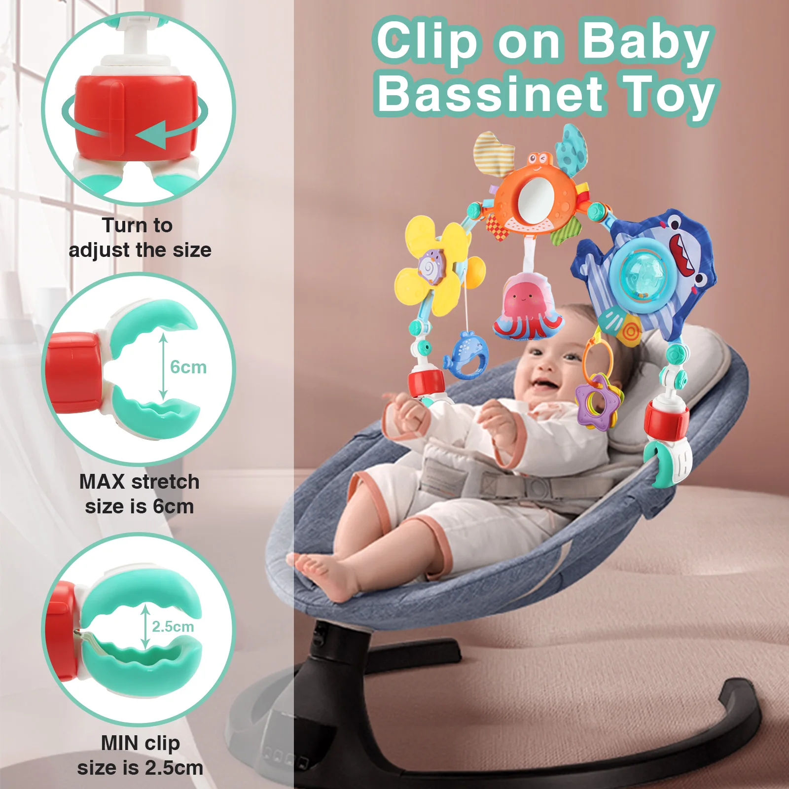 Baby Stroller Arch Toys Bouncer Toy Pram Activity Arch Toys Fine Motor Skills Toys Sensory Development Arch Baby Car Seat Toys