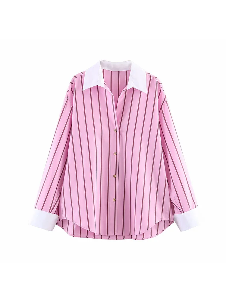 

Женские блузки и топы: Новая весенняя коллекция, модные цветовые блоки, элегантные женские рубашки, шикарные уличные топы с одной пуговицей