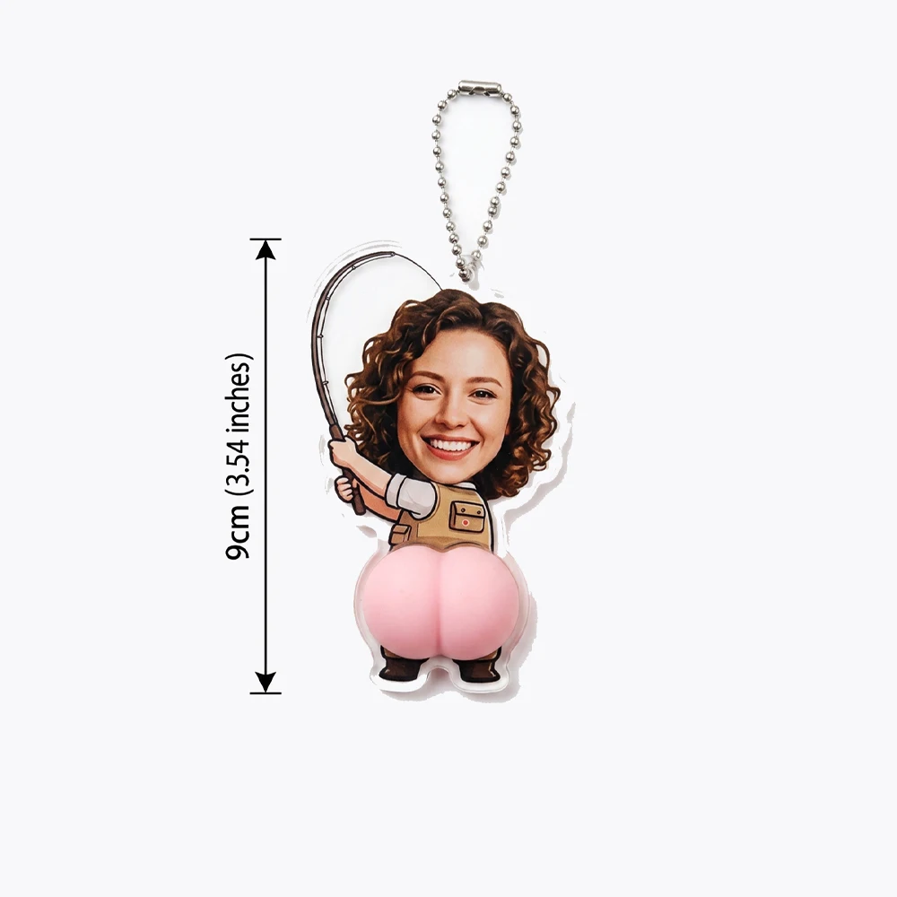 Custom Fishing-Themed Photo Keychain,Squishy Butt Fidget,Fishing Enthusiasts,Key Organizer,Fidget Toy,Novelty Gift,Daily Stress