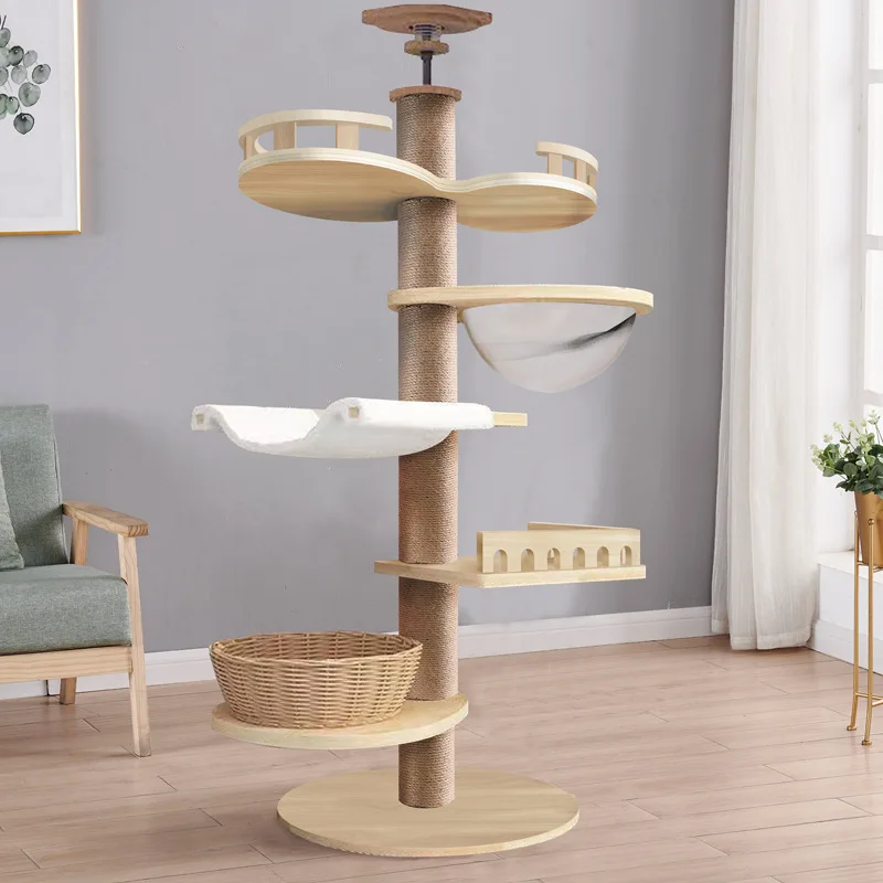 Cat scratching board, cat climbing toy, multi-layer casual cat hammock, solid wood, thickened and stable