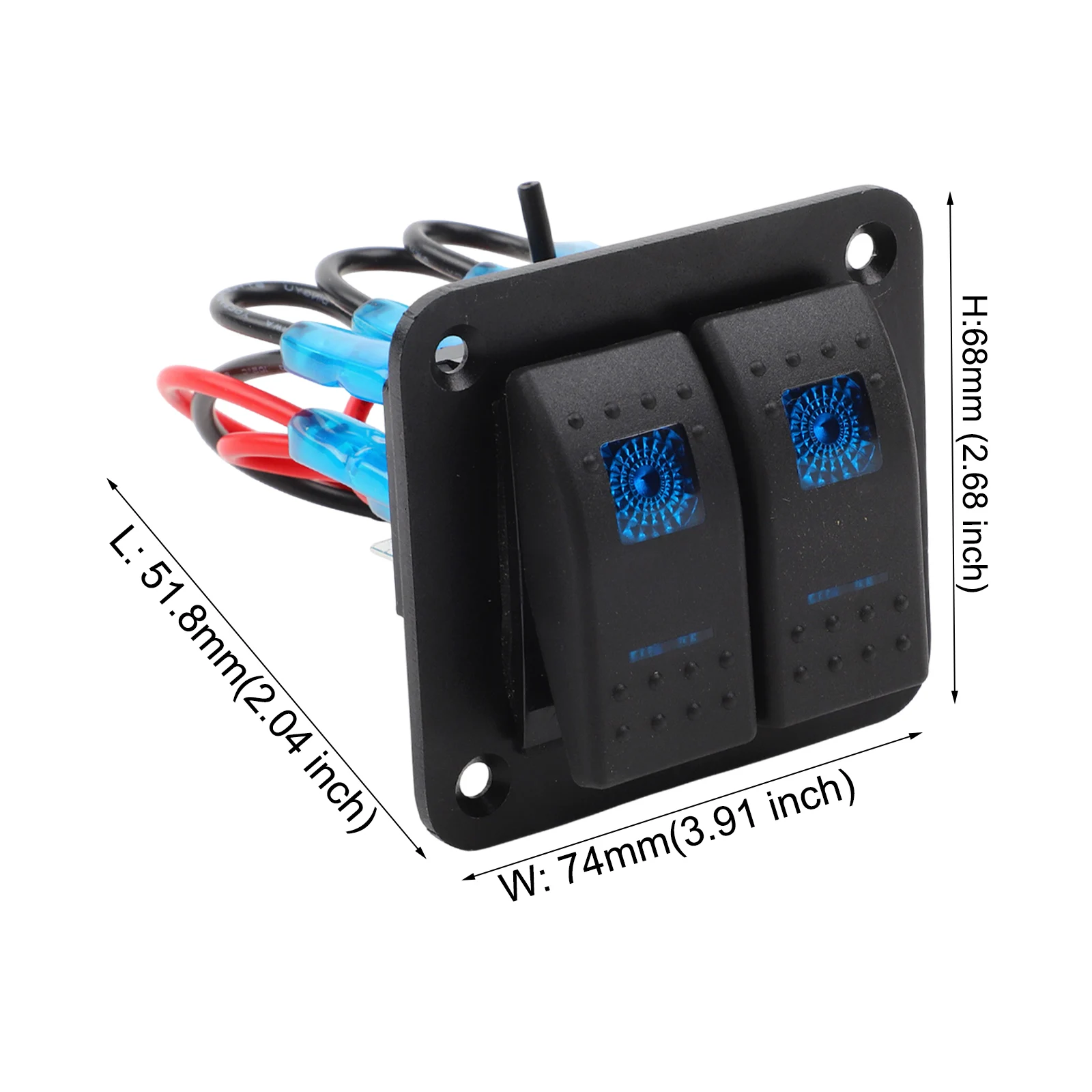 

12V 24VDC Switch Blue Rocker Switch Vehicle Lighting Low-Light Conditions Car Motorcycle Boat Use Illuminated Switch