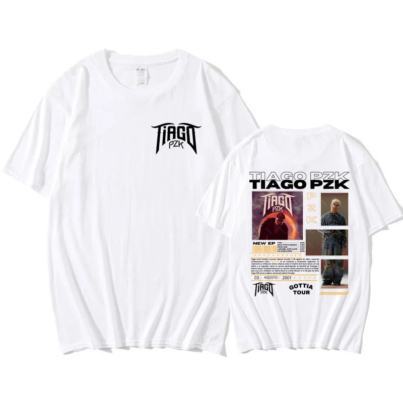 Rapper Tiago Pzk Gottia Tour Cover T Shirt Men's Women's Clothes Fashion Vintage T-shirts Hip Hop Oversized Tees Short Sleeve