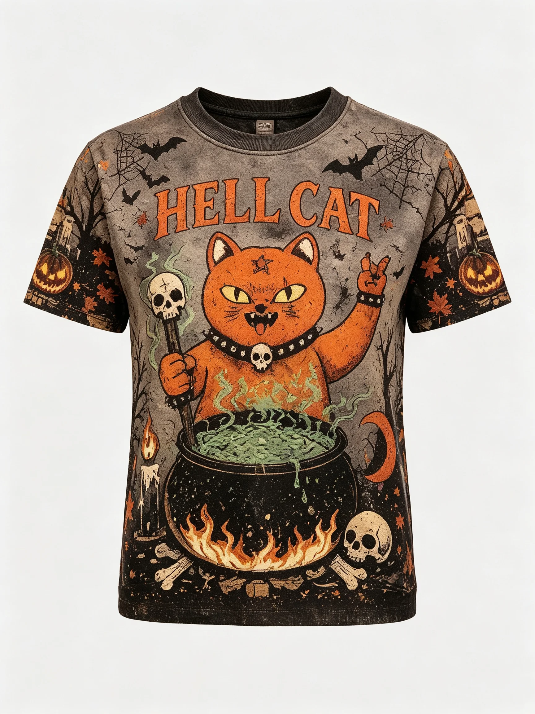 Hell Cat Halloween Cosplay Party 3D Print Short Sleeve T-Shirts Fashion Men Women Sport T Shirt Outdoor Street Parent-child Tops