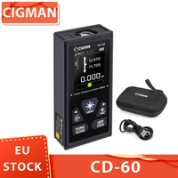 CIGMAN CD-60 Bilateral Laser Distance Meter - 393ft/120m Measurement, Multiple Units (M/in/ft), Rechargeable Battery