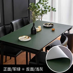 Double-sided solid color pu leather tablecloth rectangle table mat waterproof table cloth custom wooden table protector cover